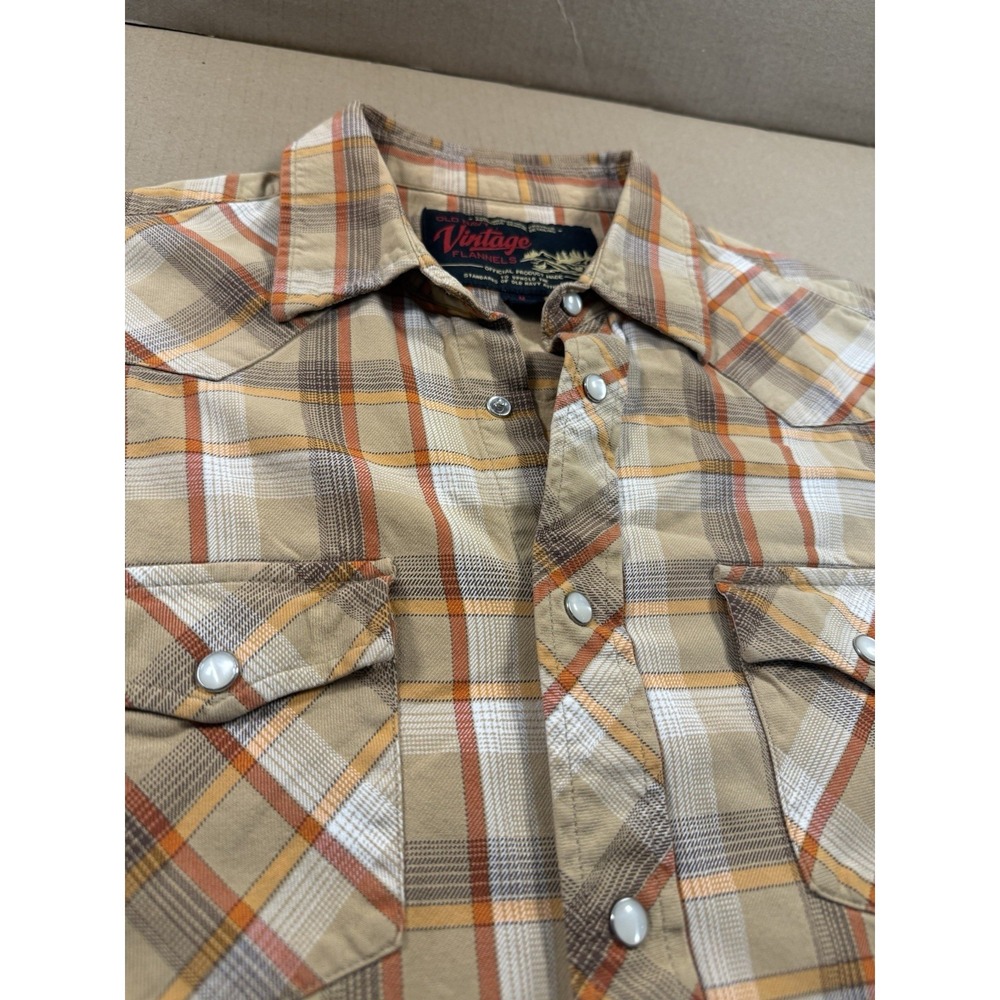 Old Navy Vintage‎ Flannel Shirt M, Plaid Long Sleeve Button-Down Cotton Blend